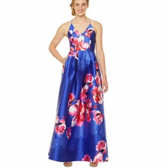 By by Dresses Byby Cobalt Blue And Magenta Pink Cross Back Juniors Prom Dress Poshmark